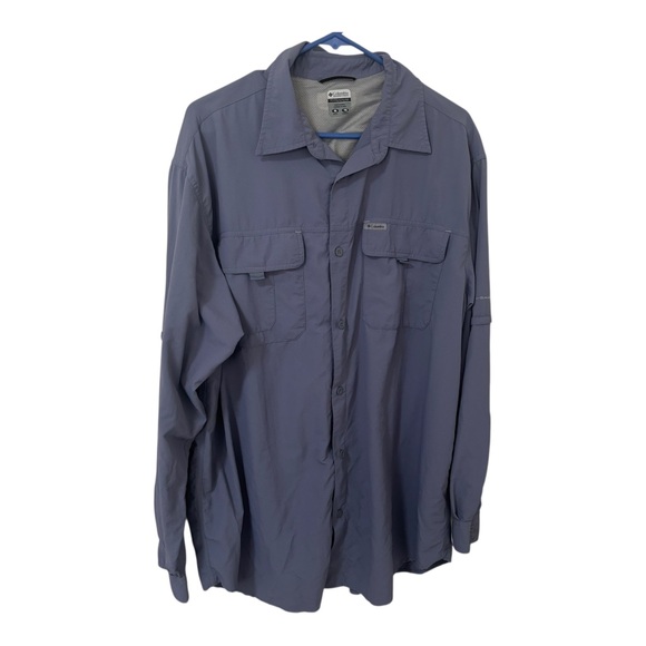Columbia titanium Men's charcoal blue long sleeve button down shirt XL - Picture 1 of 9